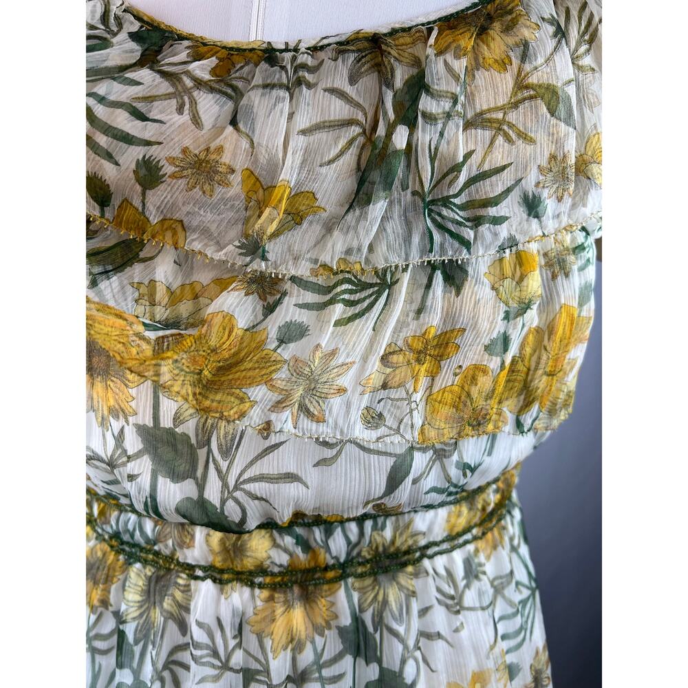 MSSP Silk Floral Off Shoulder Smocked Midi Dress Daisy Print NWT Large - Picture 8 of 10